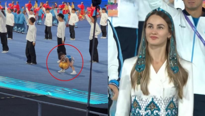 哈萨克斯坦女旗手走红网络，这颜值气质绝了！